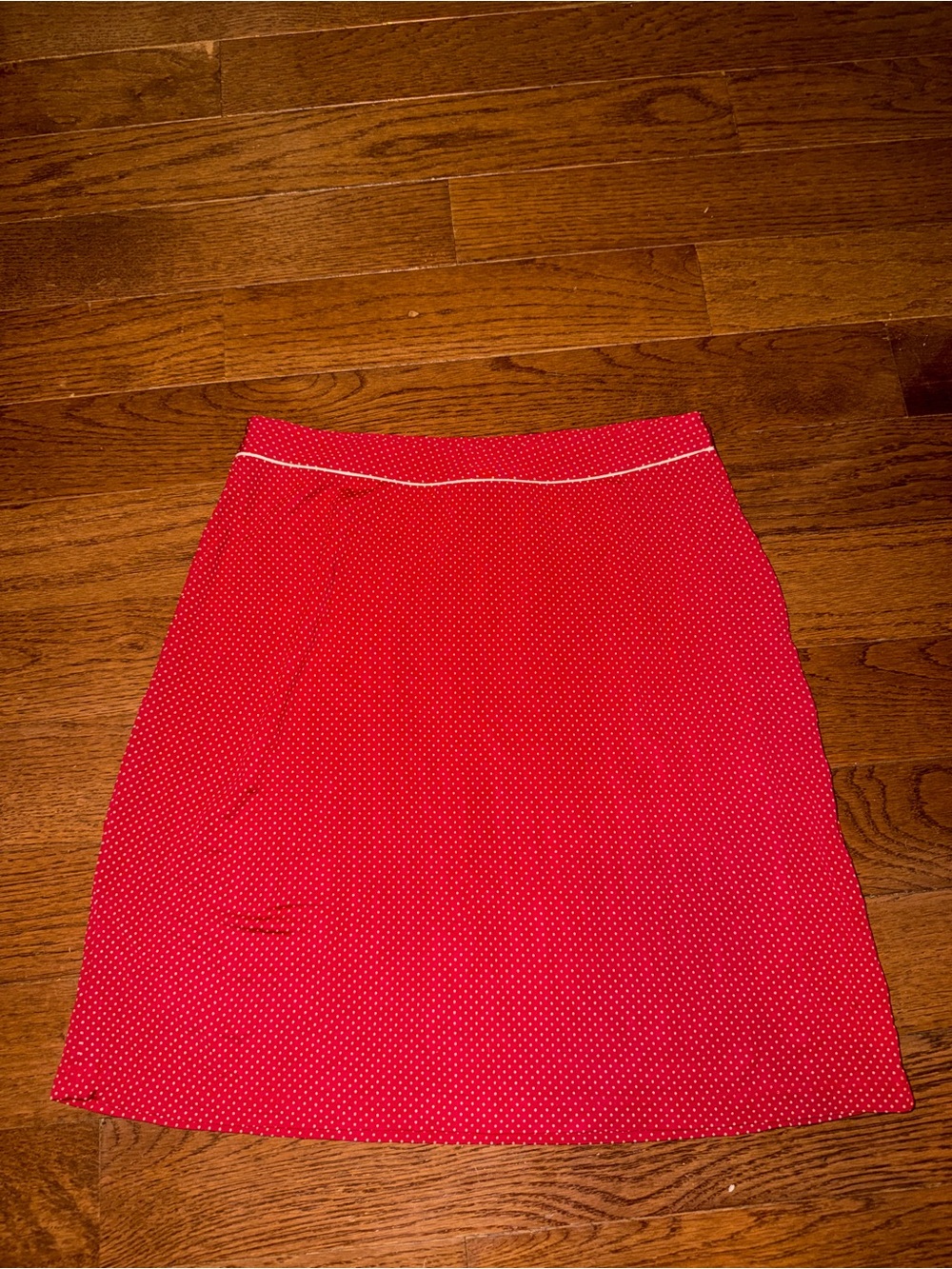 Ann Taylor Red Polka Dot A-Line Skirt with White Piping
